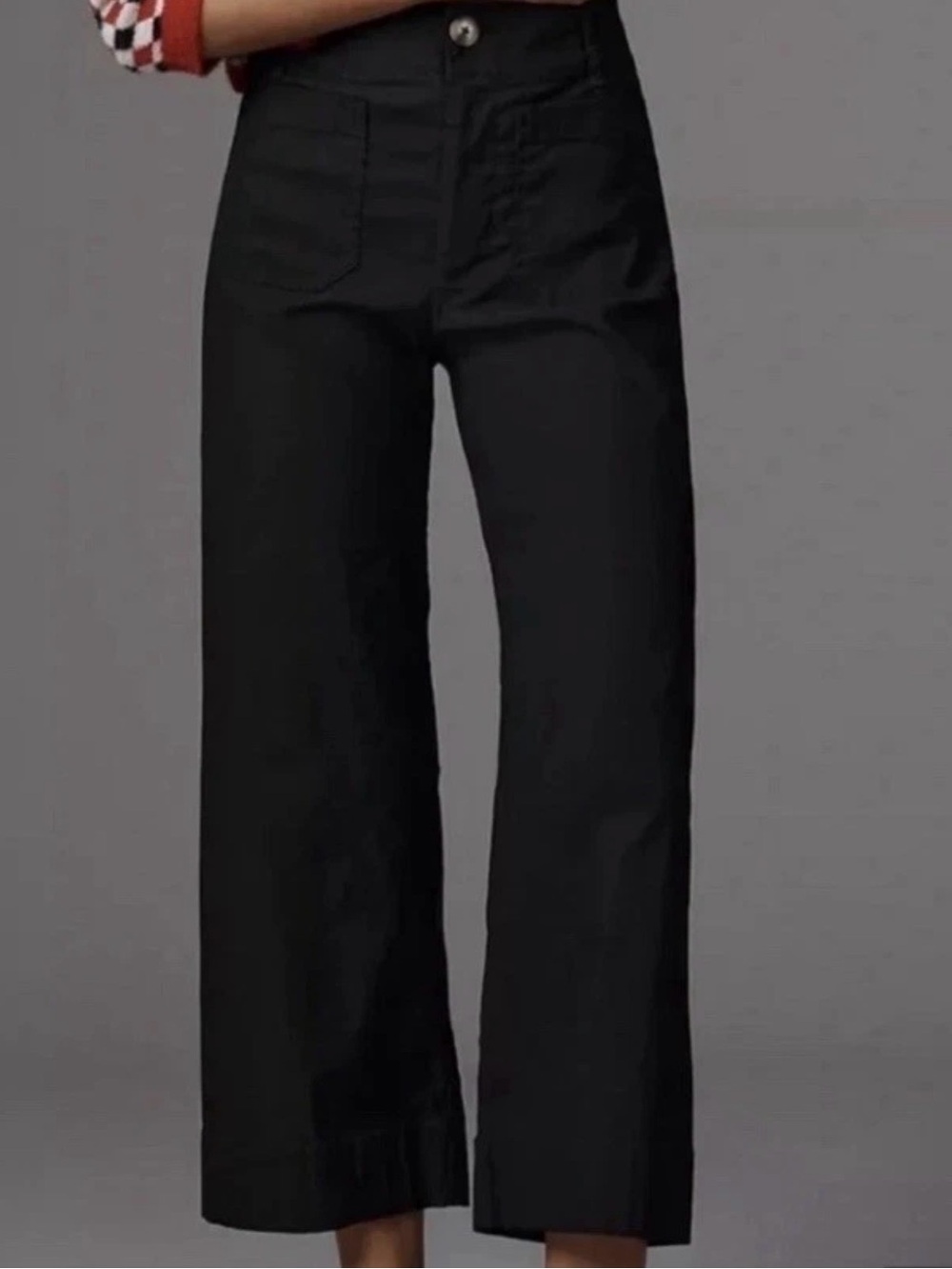 Maeve by Anthropologie The Colette Wide-Leg High-Rise Cropped Pants Black 32